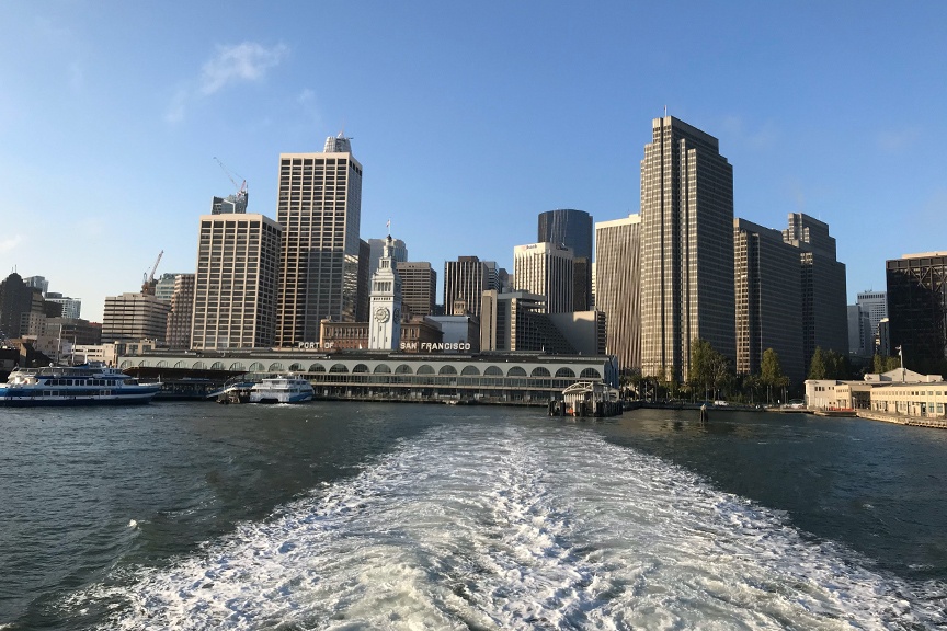 San Francisco skyline from Bay Bridge perspective